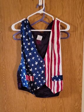 Kids Patriotic American Flag One-Piece Vest - Blue & Red